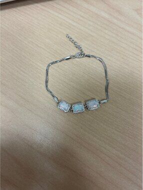 Sterling Silver And Triple Opal Bracelet
